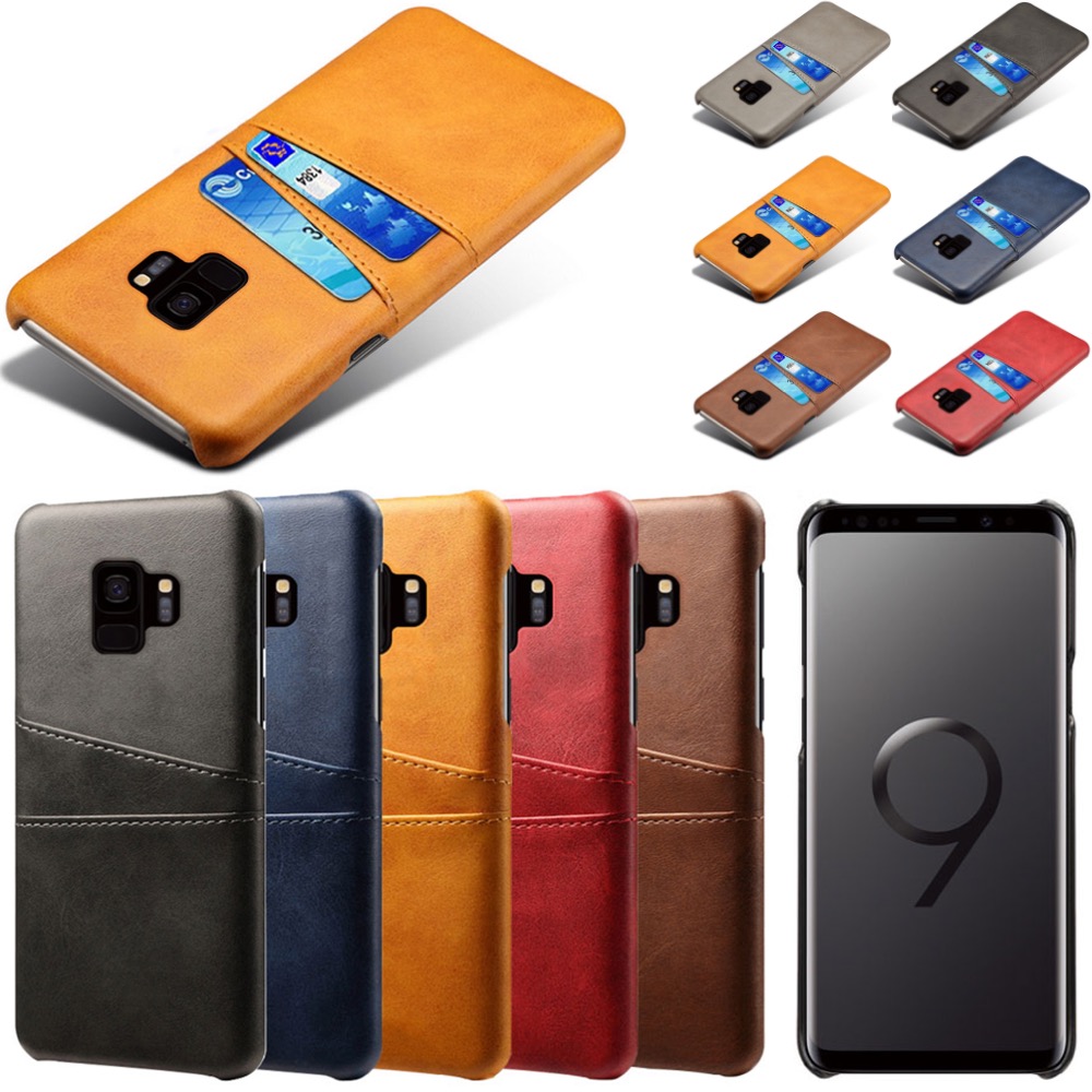 Samsung S9 skydd skal fodral skinn åt kort visa amex mastercard - 9