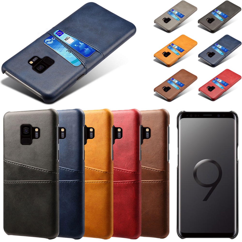 Samsung S9 skydd skal fodral skinn åt kort visa amex mastercard - 5