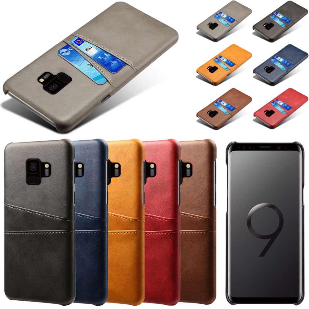 Samsung S9 skydd skal fodral skinn åt kort visa amex mastercard - 13
