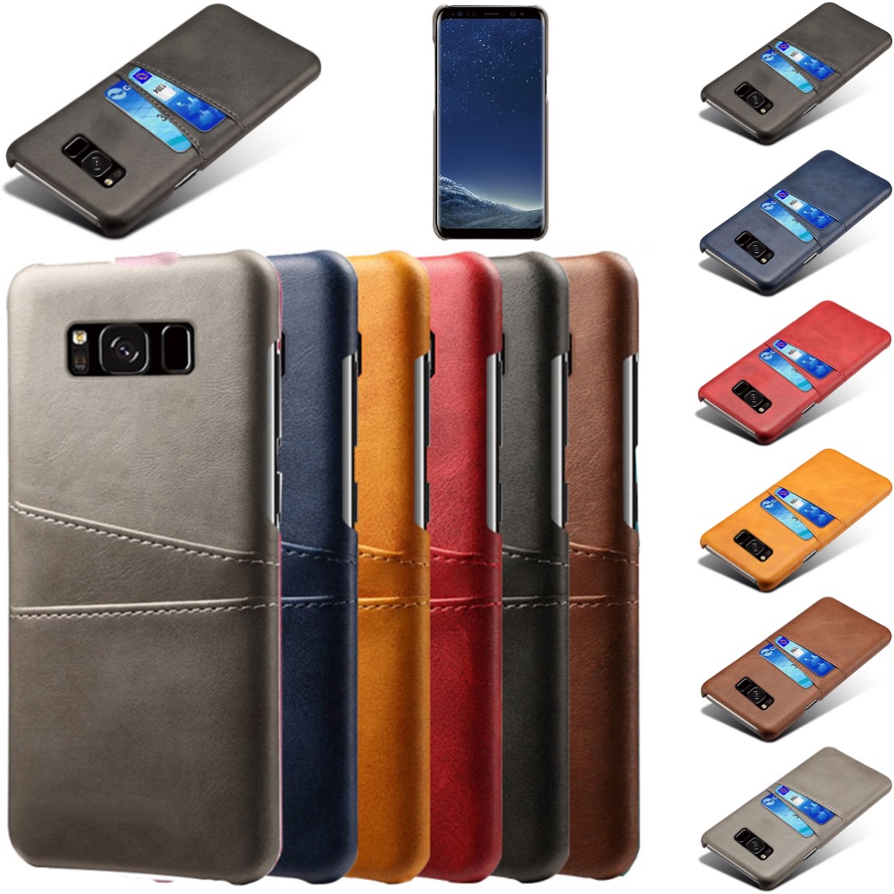 Samsung S8 skydd skal fodral skinn åt kort visa amex mastercard - 3