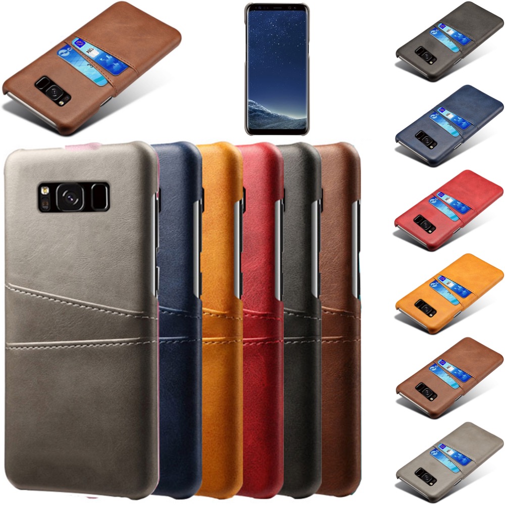 Samsung S8 skydd skal fodral skinn åt kort visa amex mastercard - 11