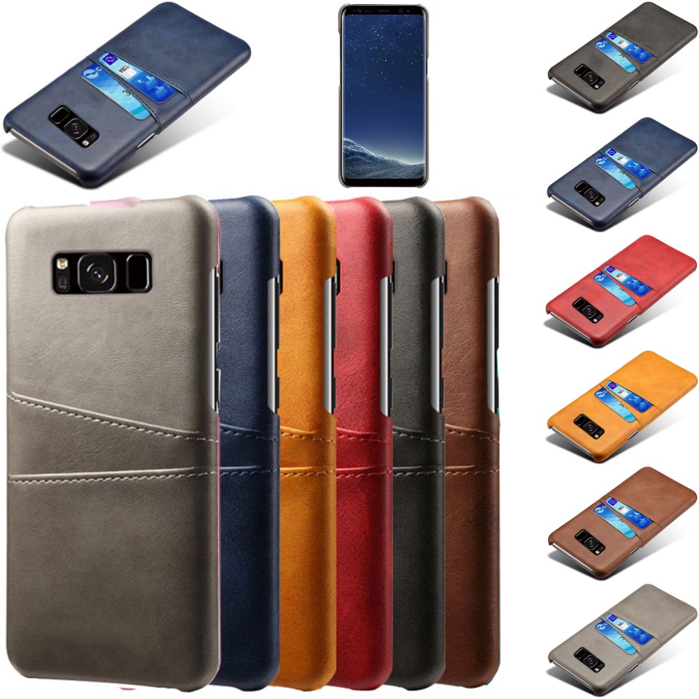 Samsung S8 skydd skal fodral skinn åt kort visa amex mastercard - 5