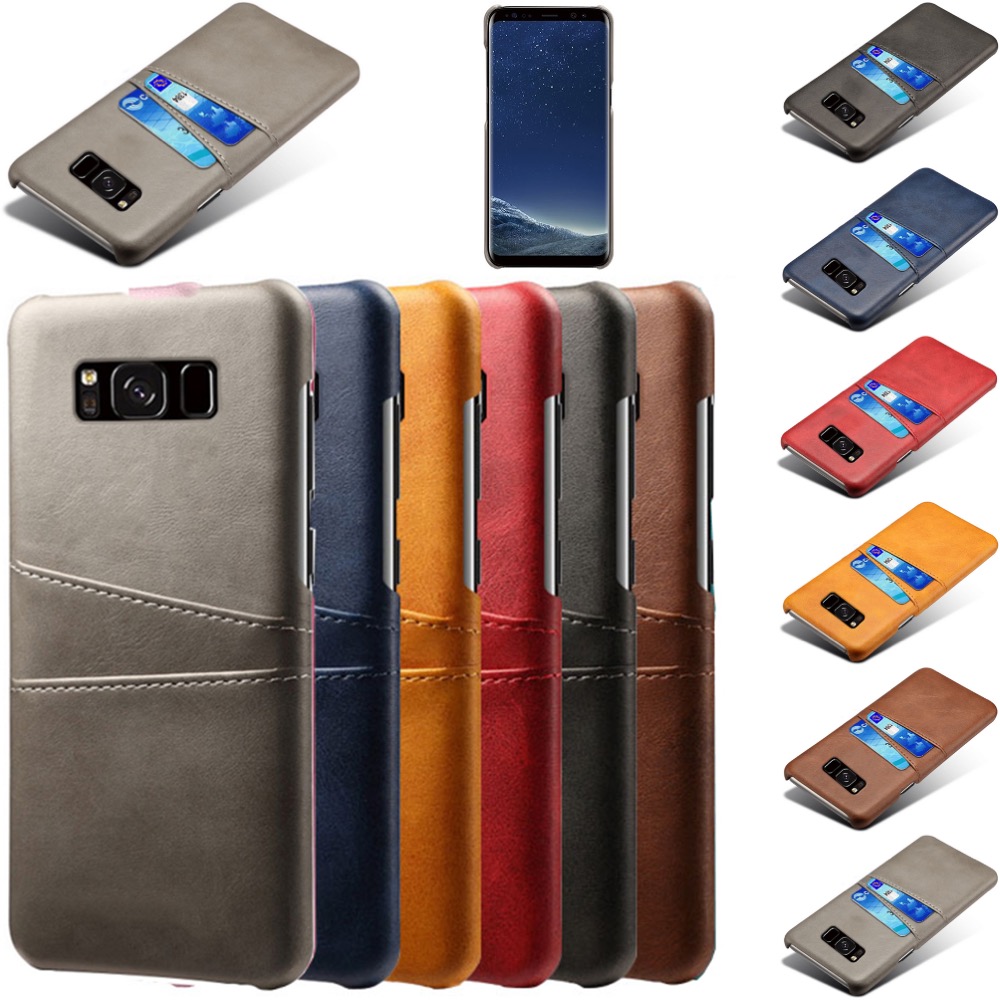 Samsung S8 skydd skal fodral skinn åt kort visa amex mastercard - 13
