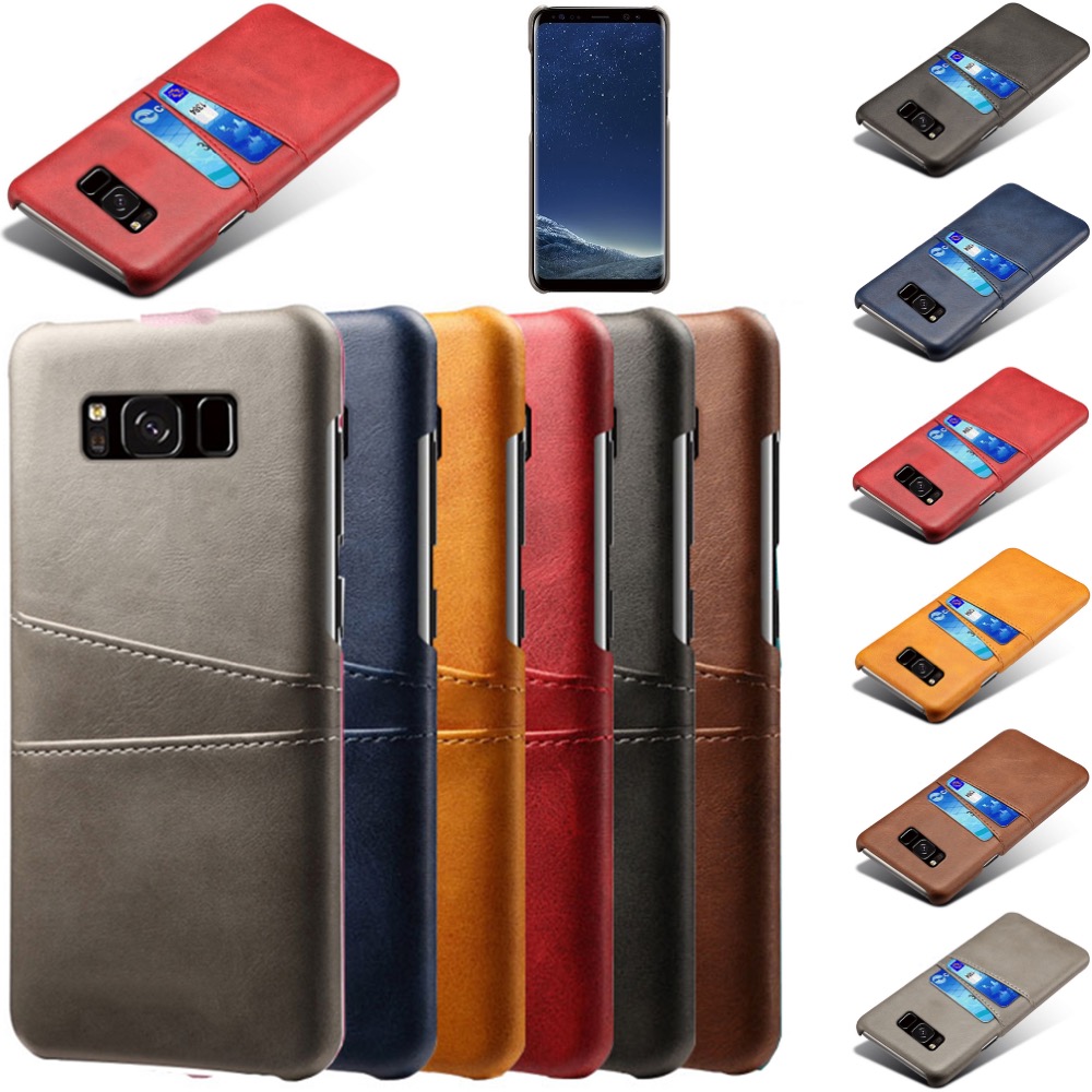Samsung S8 skydd skal fodral skinn åt kort visa amex mastercard - 7