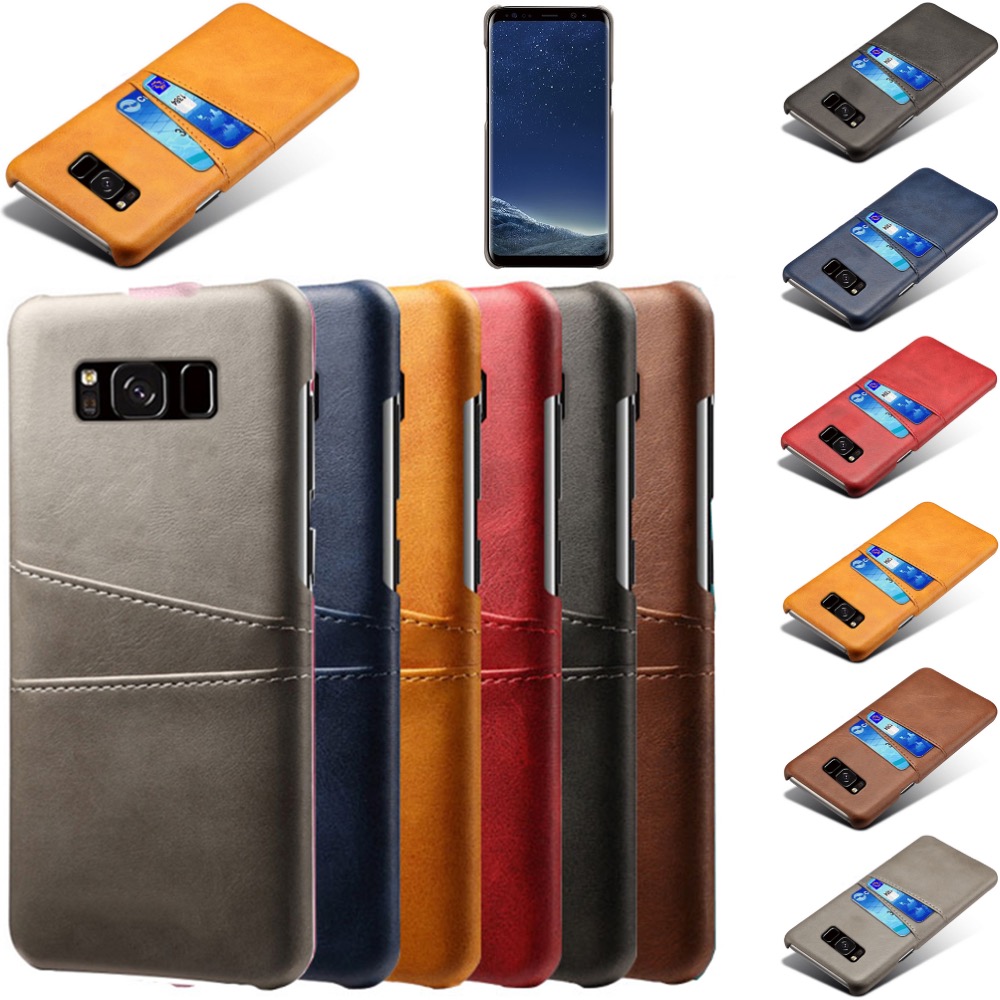 Samsung S8 skydd skal fodral skinn åt kort visa amex mastercard - 9