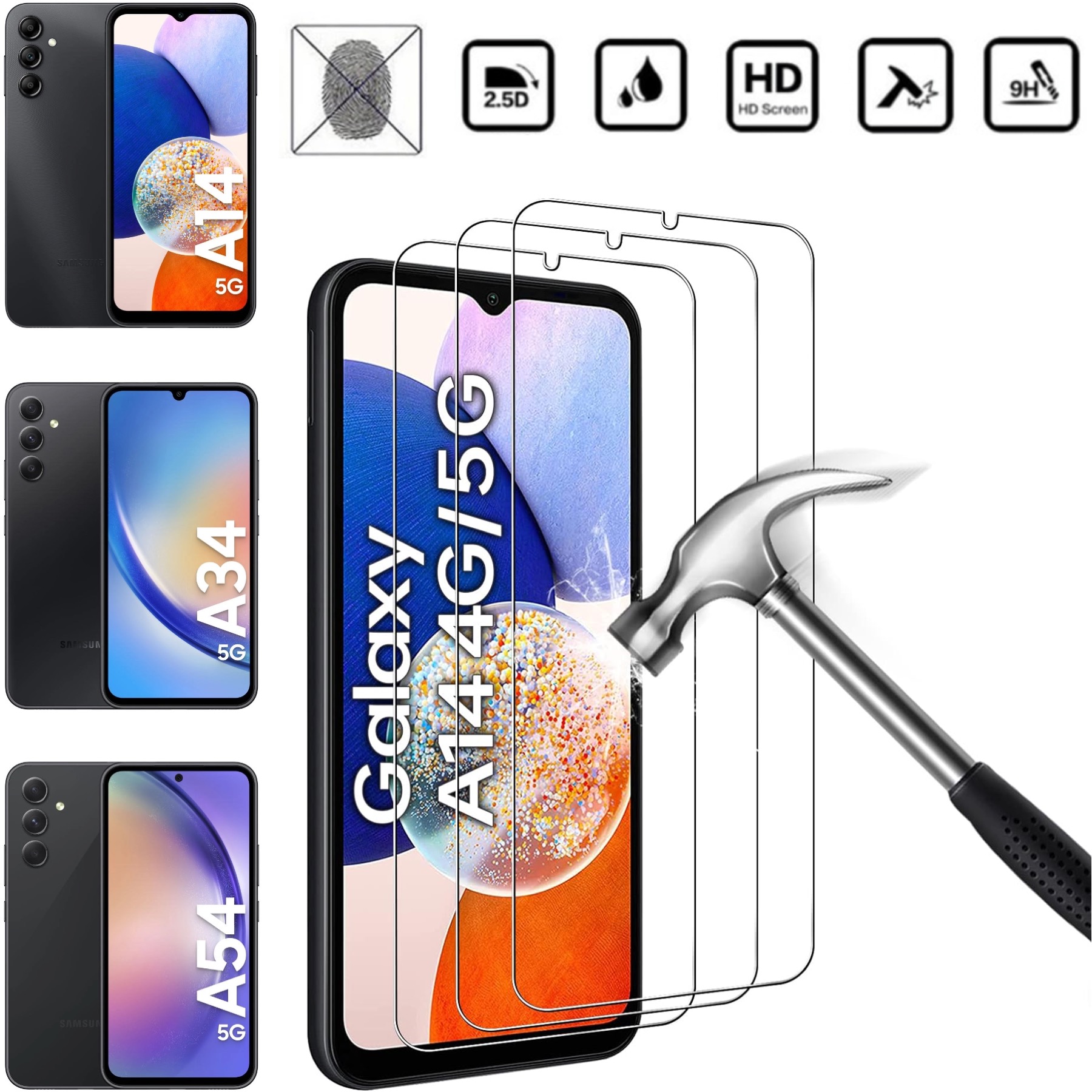 Samsung Galaxy A14/A34/A54 skärmskydd skydd Premium -