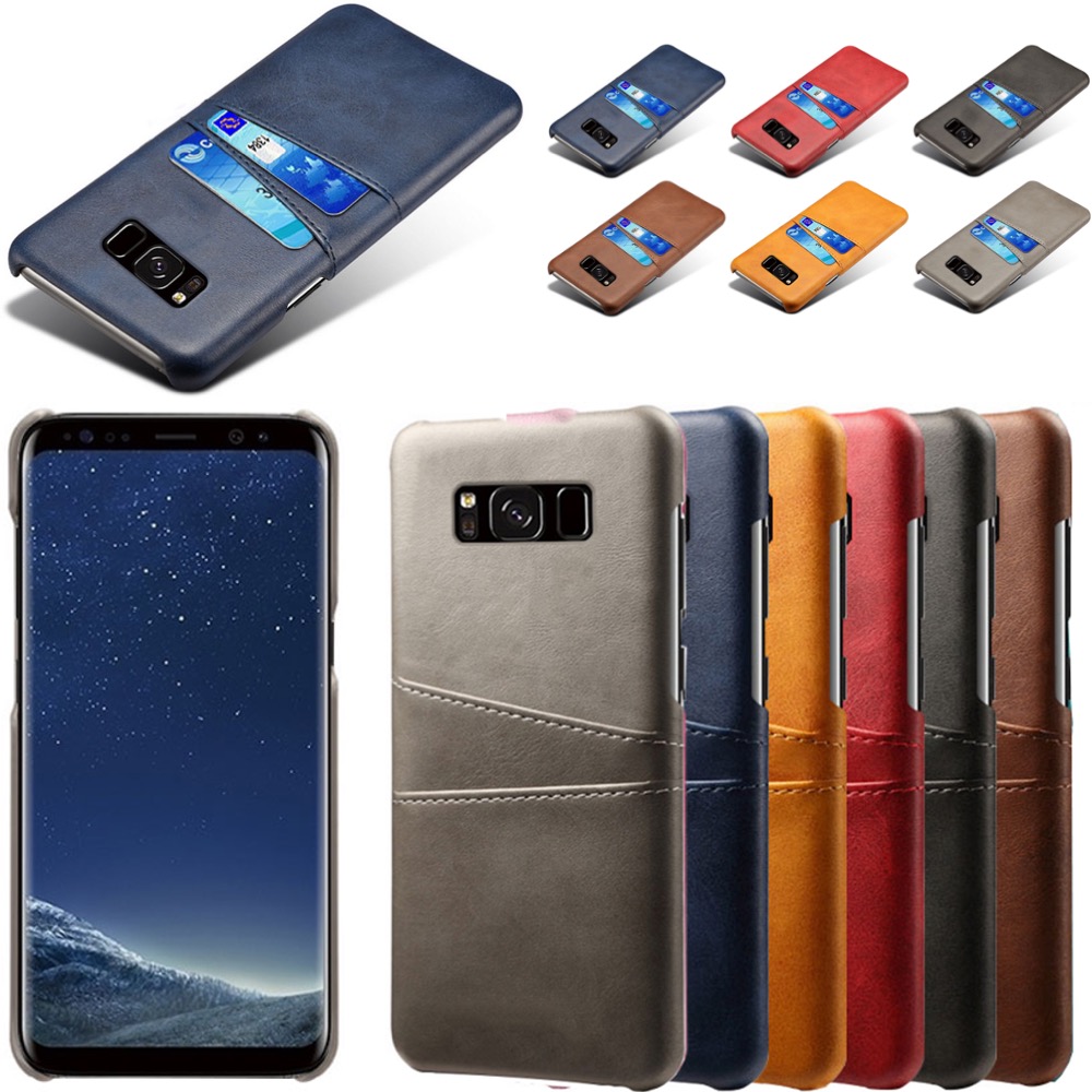 Samsung S8+ skydd skal fodral skinn åt kort visa amex mastercard - 5