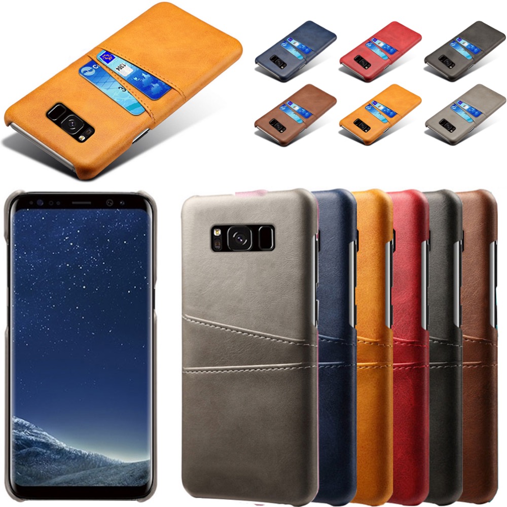 Samsung S8+ skydd skal fodral skinn åt kort visa amex mastercard - 9