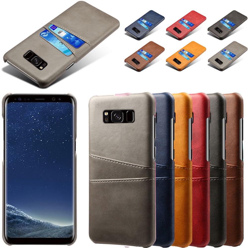 Samsung S8+ skydd skal fodral skinn åt kort visa amex mastercard - 13