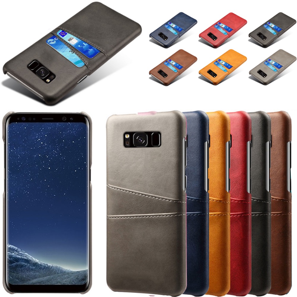 Samsung S8+ skydd skal fodral skinn åt kort visa amex mastercard - 3