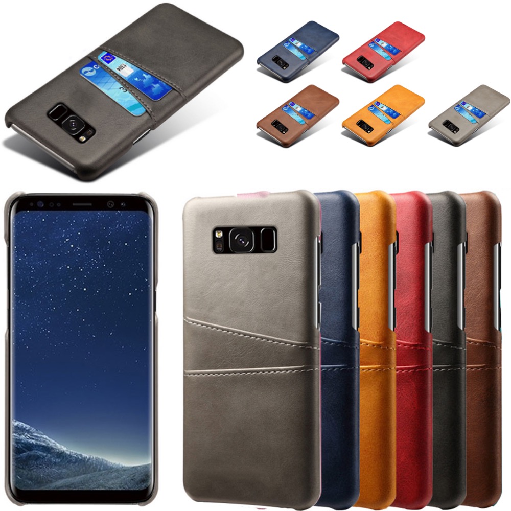 Samsung S8+ skydd skal fodral skinn åt kort visa amex mastercard - 2