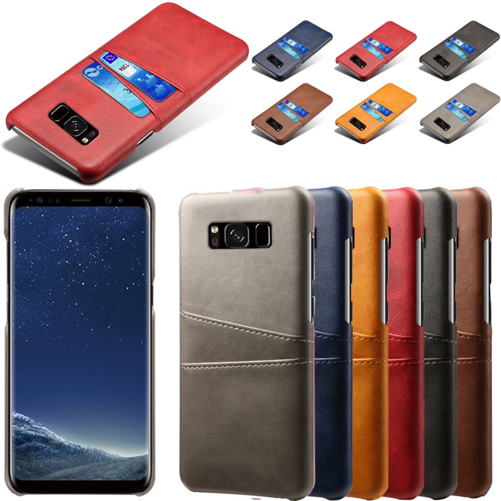 Samsung S8+ skydd skal fodral skinn åt kort visa amex mastercard - 7