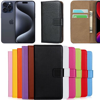 iPhone 15 Pro Max plånboksfodral plånbok fodral skal svart -