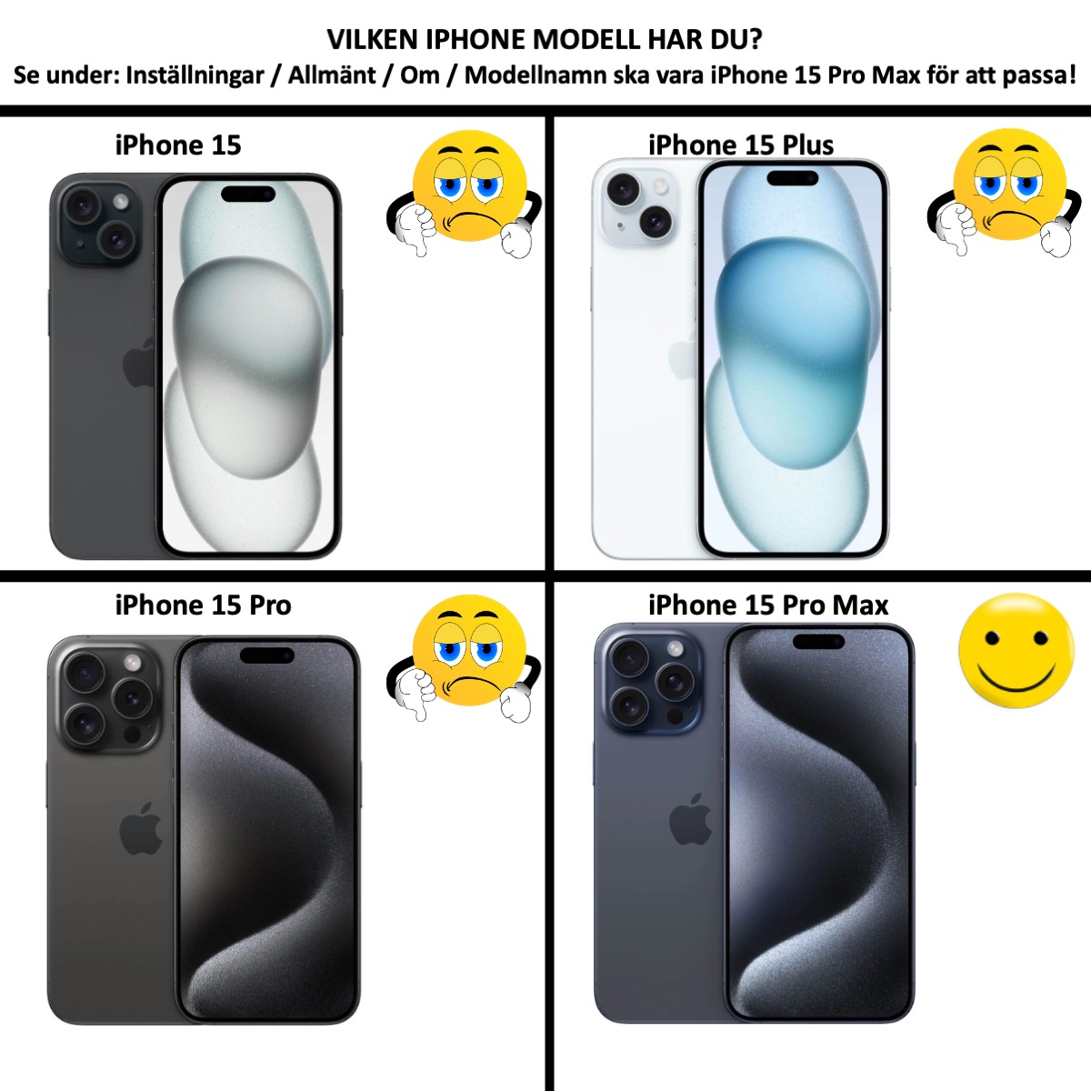 iPhone 15 Pro Max plånboksfodral plånbok fodral skal svart - - 2