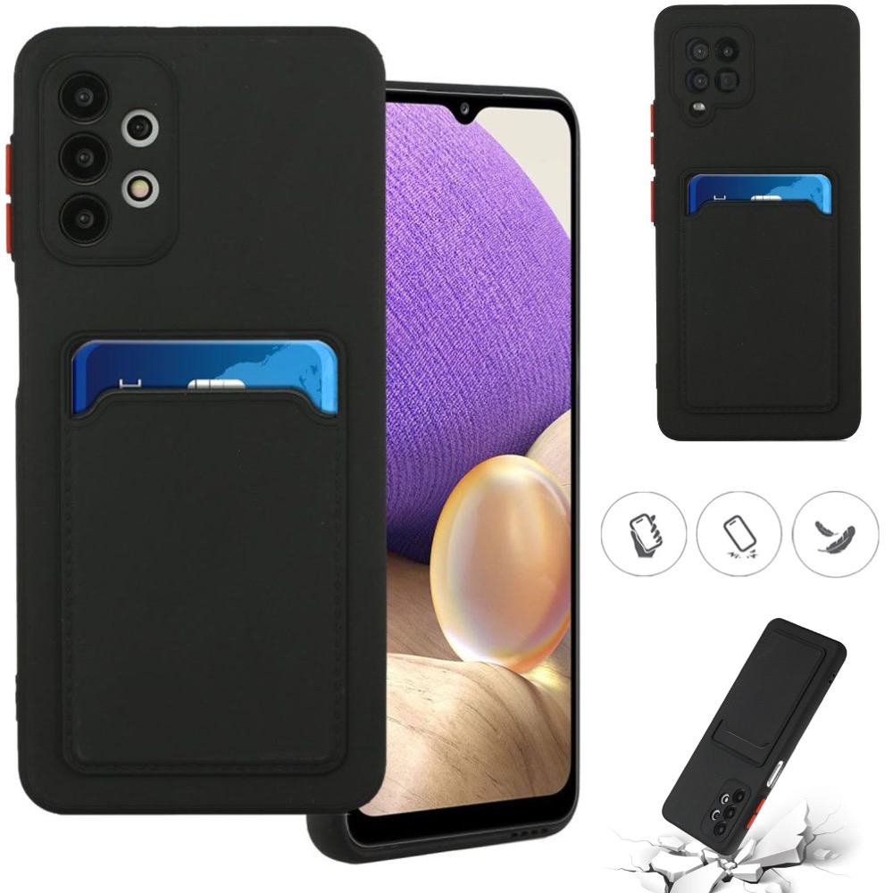 Svart slot korthållare skal skydd Samsung A53/A33/A13/A52/A12 -