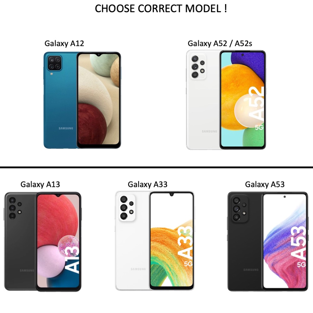 Svart slot korthållare skal skydd Samsung A53/A33/A13/A52/A12 - - 2