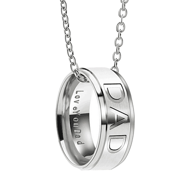 Halsband med berlock ring med texten "DAD"