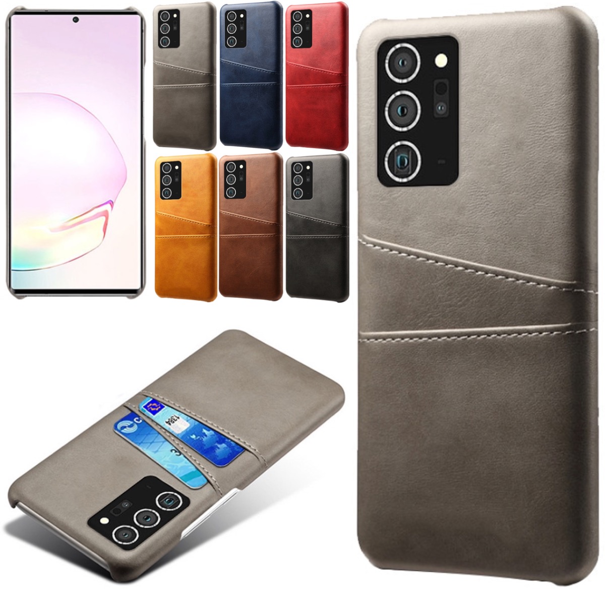 Samsung Note20 Ultra skal fodral skydd skinn kort kredit visa - 12