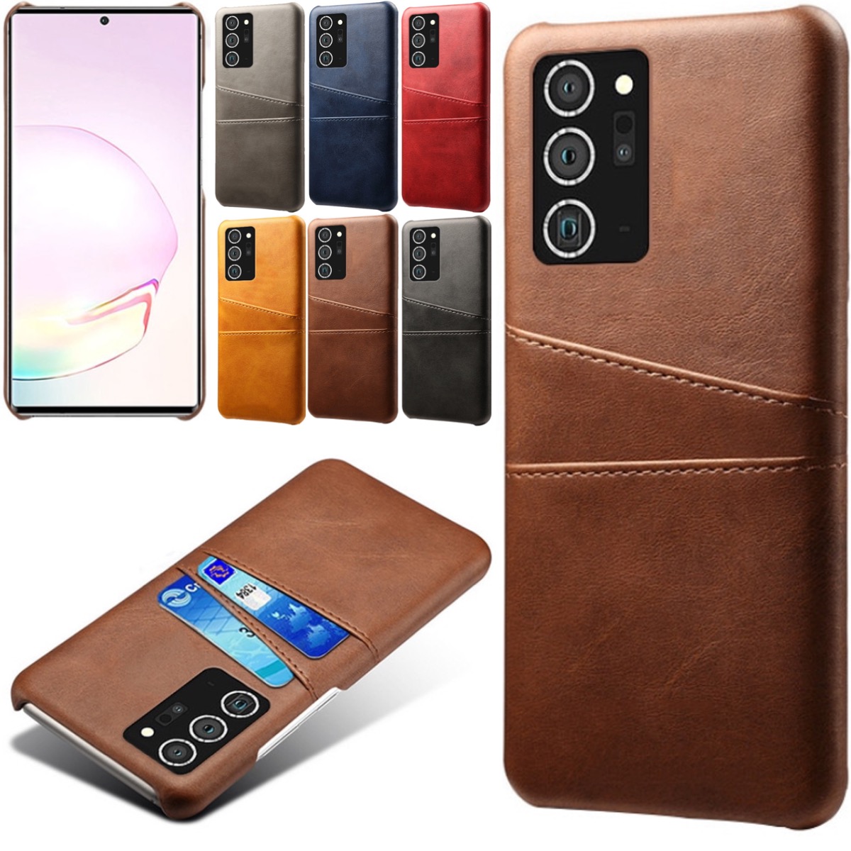 Samsung Note20 Ultra skal fodral skydd skinn kort kredit visa - 10