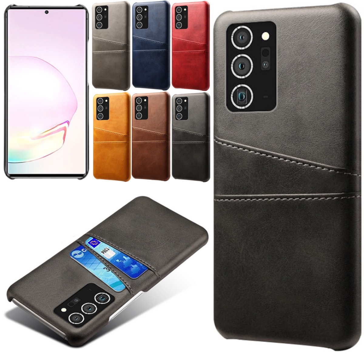 Samsung Note20 Ultra skal fodral skydd skinn kort kredit visa