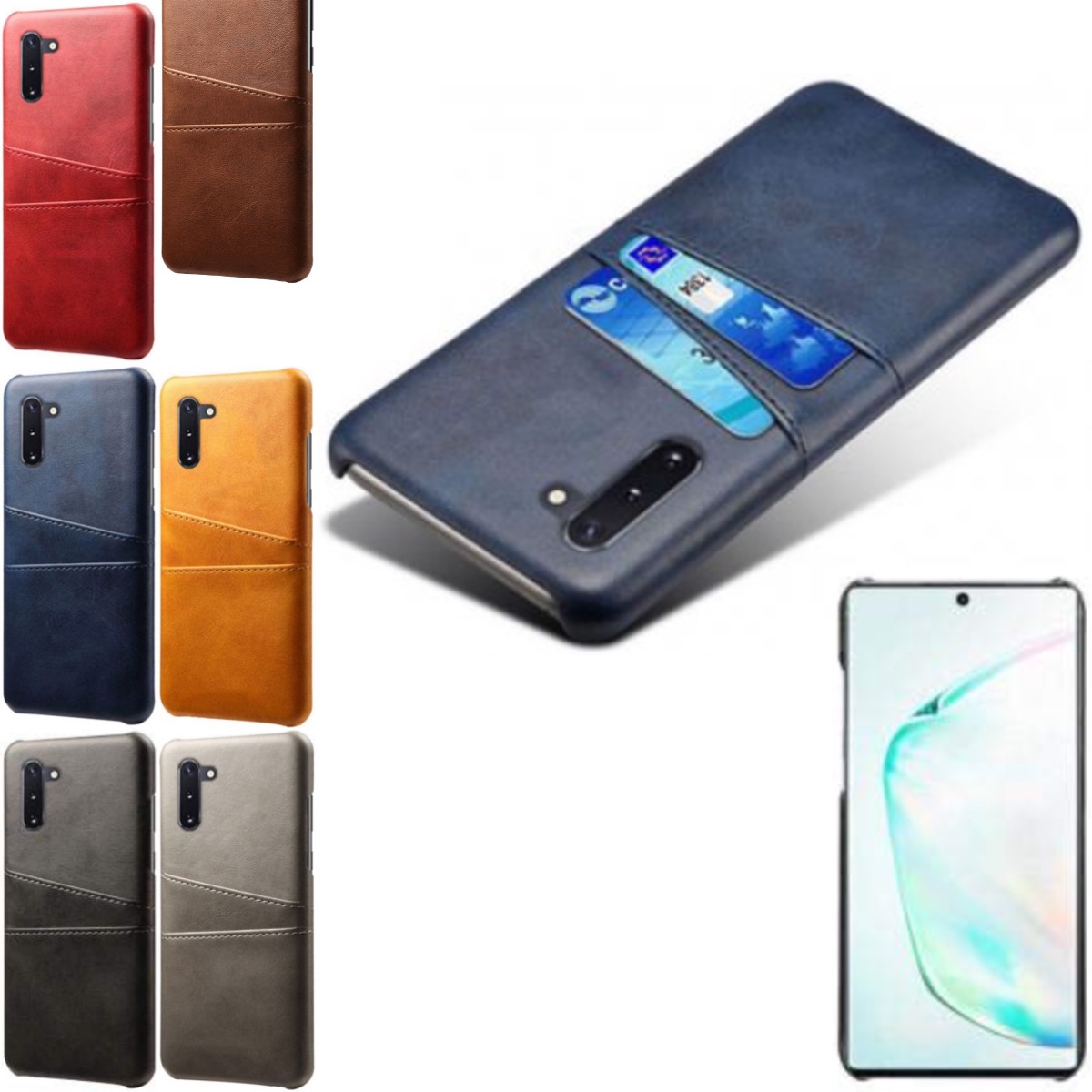 Samsung Note10 skal fodral skydd skinn kort visa mastercard - 3