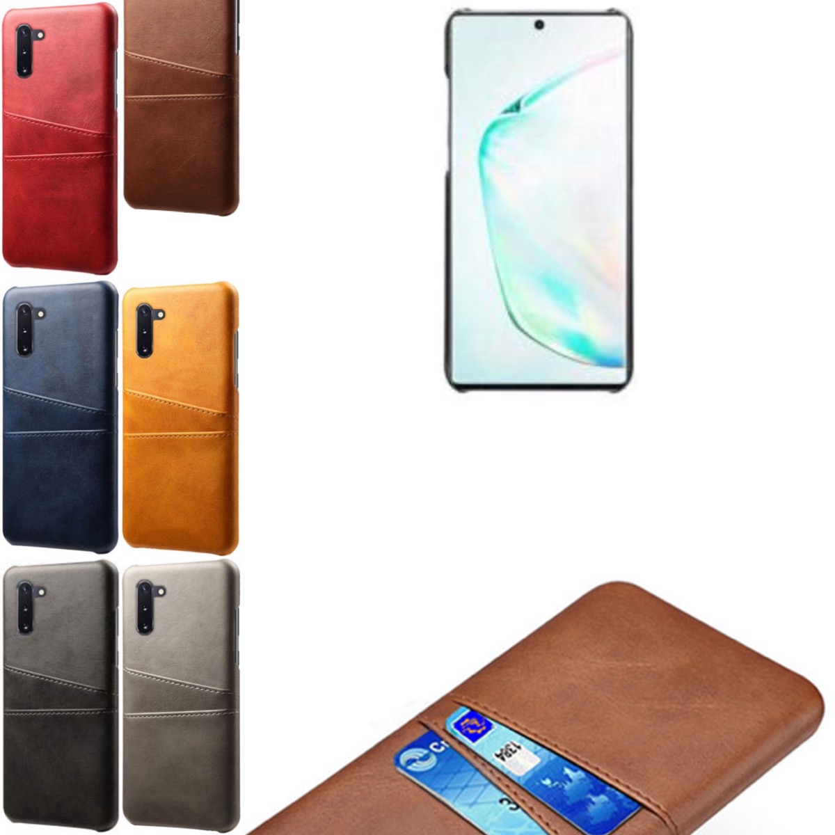 Samsung Note10 skal fodral skydd skinn kort visa mastercard - 6