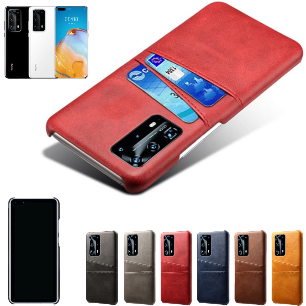 Huawei P40 Pro Plus skal fodral skydd skinn läder kort kredit - 3