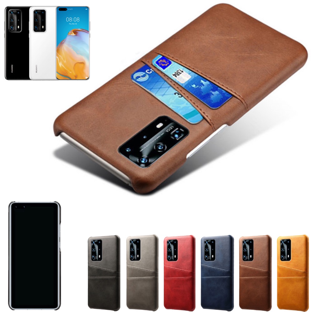 Huawei P40 Pro Plus skal fodral skydd skinn läder kort kredit - 5