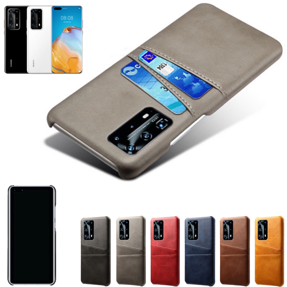 Huawei P40 Pro Plus skal fodral skydd skinn läder kort kredit - 6