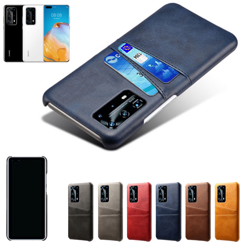 Huawei P40 Pro Plus skal fodral skydd skinn läder kort kredit - 2