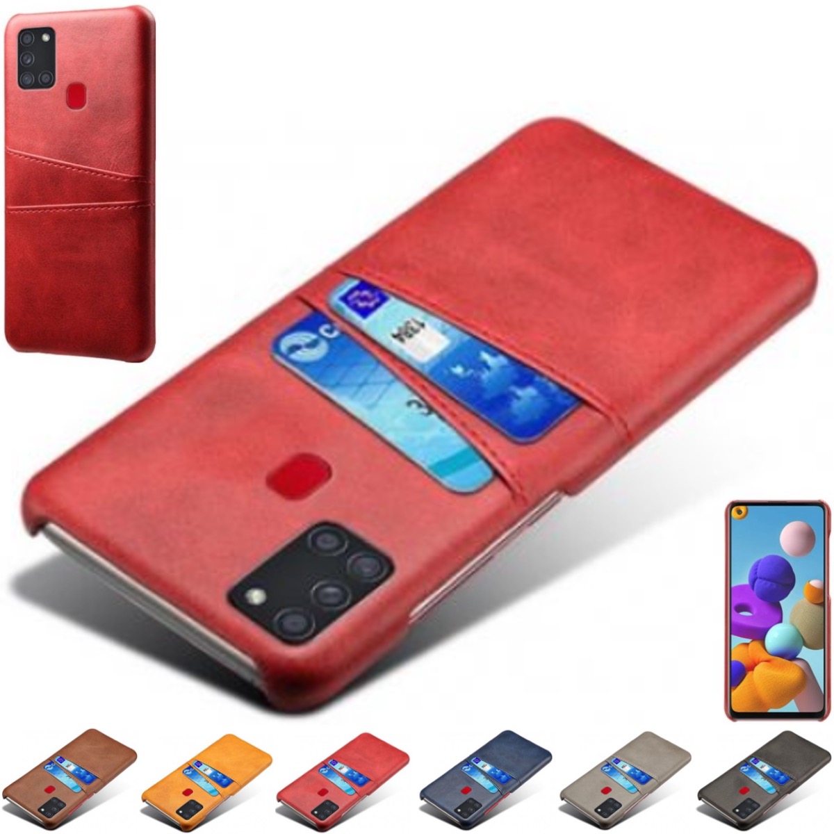 Samsung Galaxy A21s skal fodral skydd skinn kort visa amex - 6