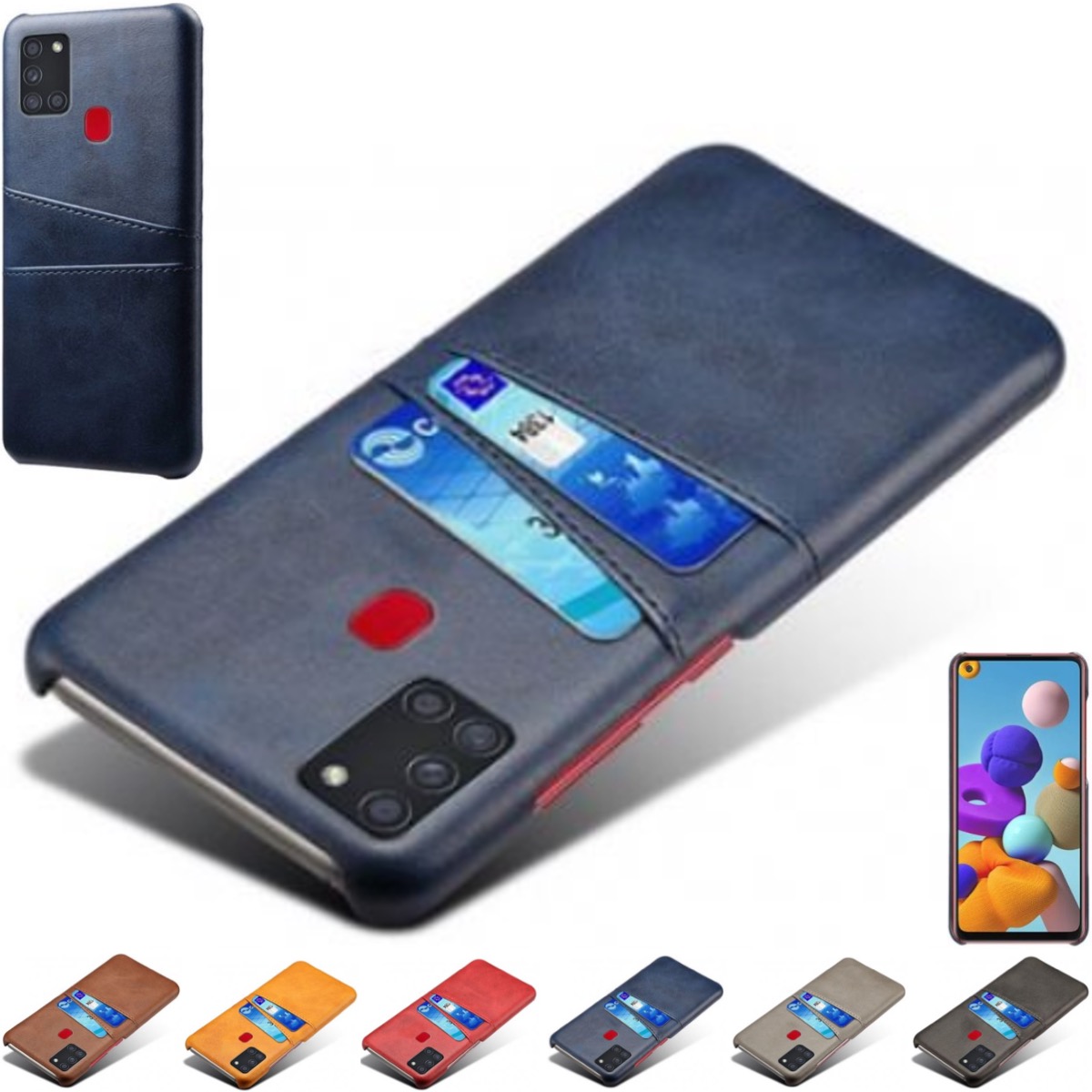 Samsung Galaxy A21s skal fodral skydd skinn kort visa amex - 4