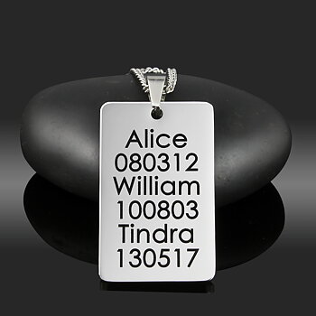 Halsband el. Nyckelring med din Personliga text (stor bricka)