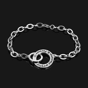 Fåtal kvar!  Armband dubbelringar "Älskad Mamma & Farmor"