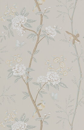 Peony and Blossom, dove/silver