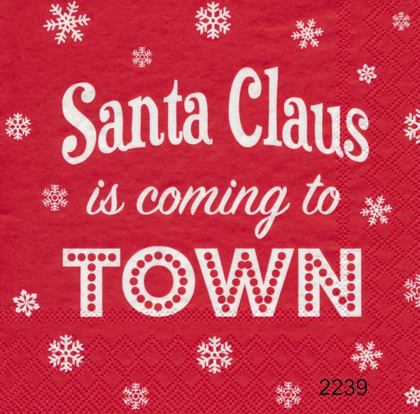 Santa Claus is coming to TOWN röd bakgrund