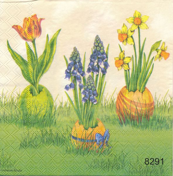 Vårblommor i ägg (2 olika motiv)