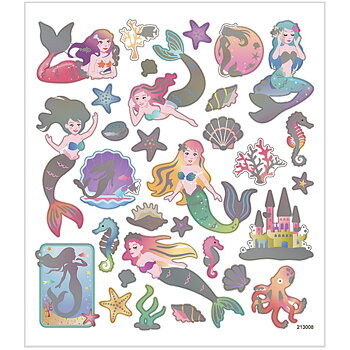 Stickers, 15x16,5 cm, sjöjungfru, 1ark