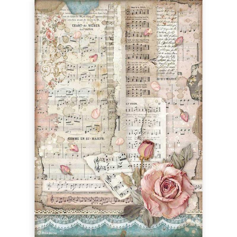 Rispapper A4 Stamperia - Passion roses and music