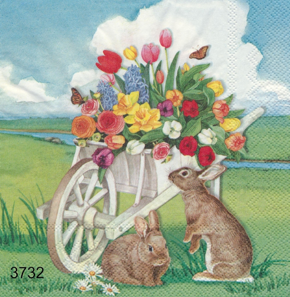 Små harar vid blommor