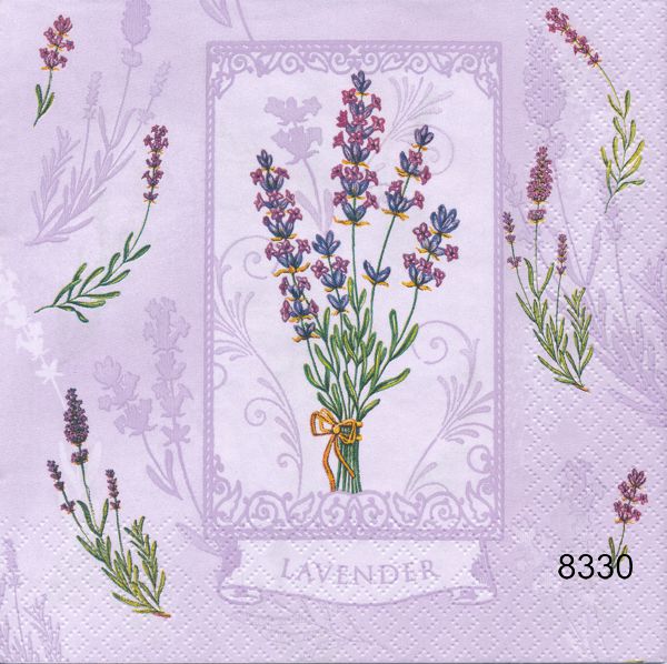 Ljuvlig lavendel  (olika motiv på servetten)