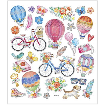 Stickers, 15x16,5 cm, cycklar och luftballonger, 1ark