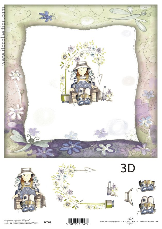 Scrapbooking paper ensidigt  A4 SCM 008