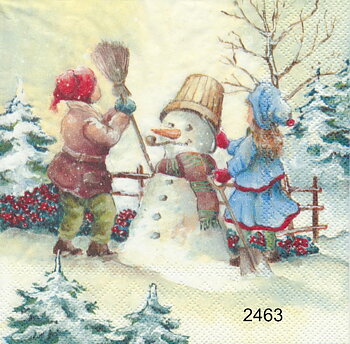 Barn och snögubbe