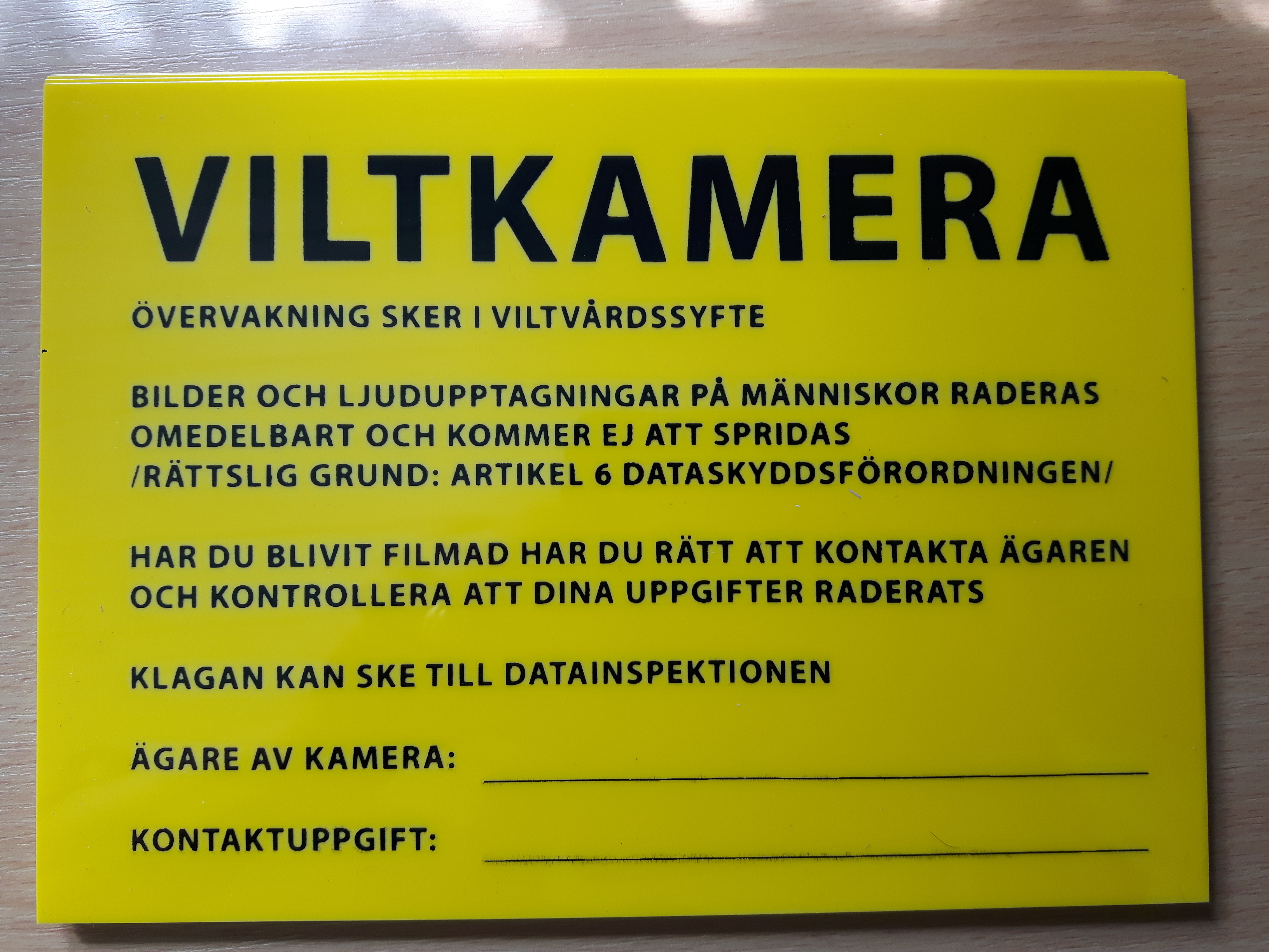 Viltkameraskylt