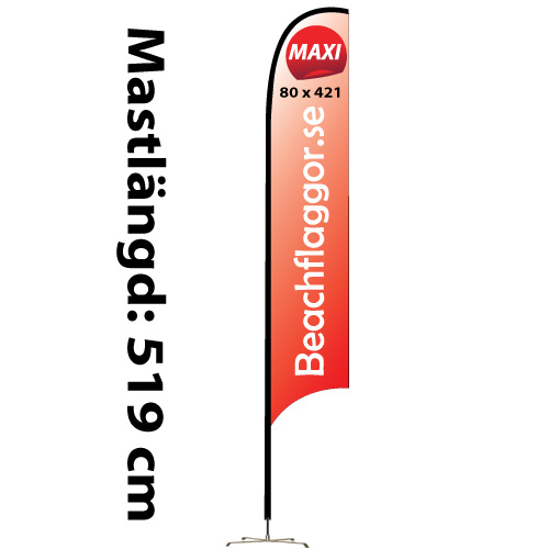 Beachflagga Haj Maxi med mast