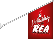 Fasadflagga Mellandags REA