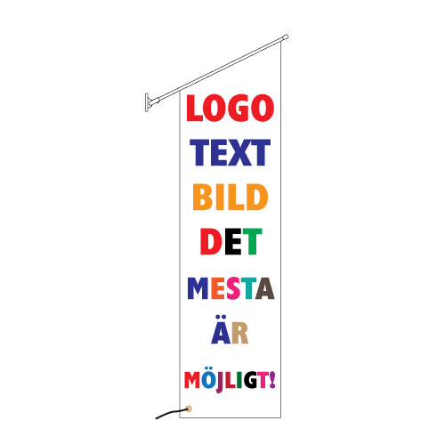 Fasadflagga 40x120cm snedskuren med egen design