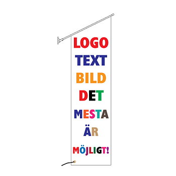 Fasadflagga 40x150cm snedskuren med egen design