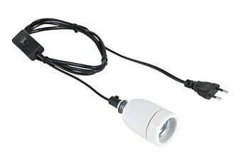 Lampsockel med kabel och strömbrytare